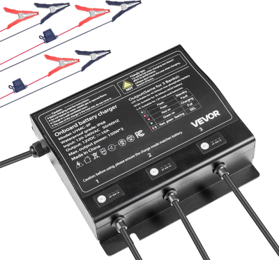 Vevor Marine Battery Charger 3-Bank 12V 10A Waterproof Smart On-Board New