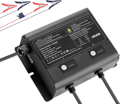 Vevor Marine Battery Charger 2-Bank 12V 5A Smart On-Board IP68 Waterproof for Boat RV Yacht Trailer New
