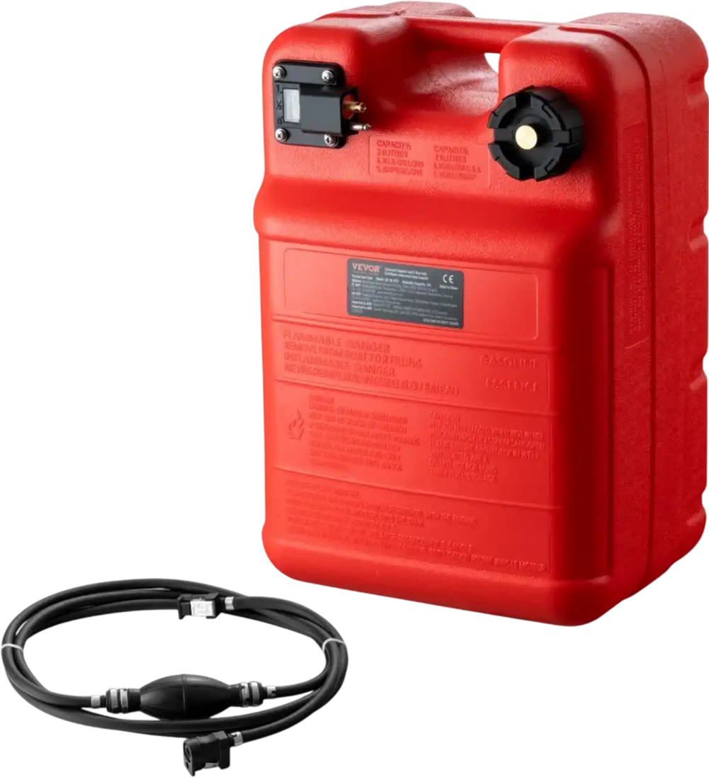 VEVOR Marine Tank, 6.34-Gallon/24-L Marine Portable Tank Outboard Marine Boat Transfer Tank with 9.8ft Hose, Gauge for Outboard Engine Boats, Yacht, Fishing Boat, Deck Boat, Red