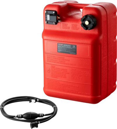 VEVOR Marine Tank, 6.34-Gallon/24-L Marine Portable Tank Outboard Marine Boat Transfer Tank with 9.8ft Hose, Gauge for Outboard Engine Boats, Yacht, Fishing Boat, Deck Boat, Red