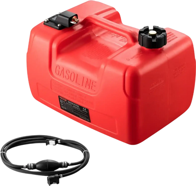 VEVOR Boat Fuel Tank, 3.17-Gallon/12-L Marine Outboard Transfer Tank, Transfer Tank with 9.8ft Hose, Gauge for Outboard Engine, Yacht, Fishing Boat, Deck, Red