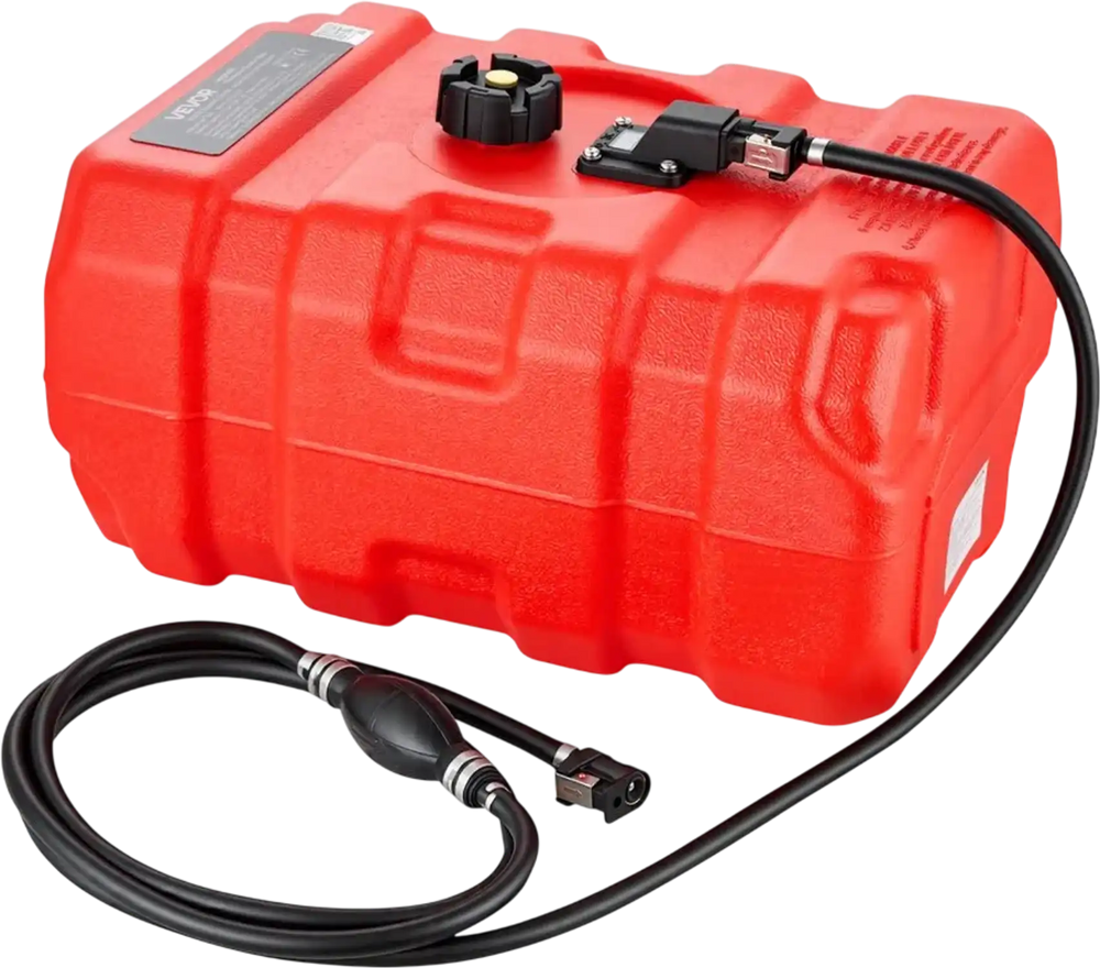 VEVOR Marine Fuel Tank, 8.7 Gallon Boat Gas Tank Portable Outboard Gas Can, for Outboard Engine Boats, Yacht, Fishing Boat, Deck Boat, Gas Container, Fuel Gauge, Hose & Primer Bulb, Premium HDPE, Red
