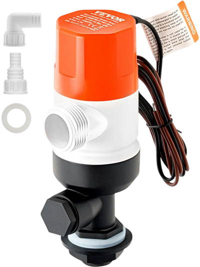 Vevor Livewell Pump 12V 1100 GPH Straight Dual Inlet Boat Aerator Pump New