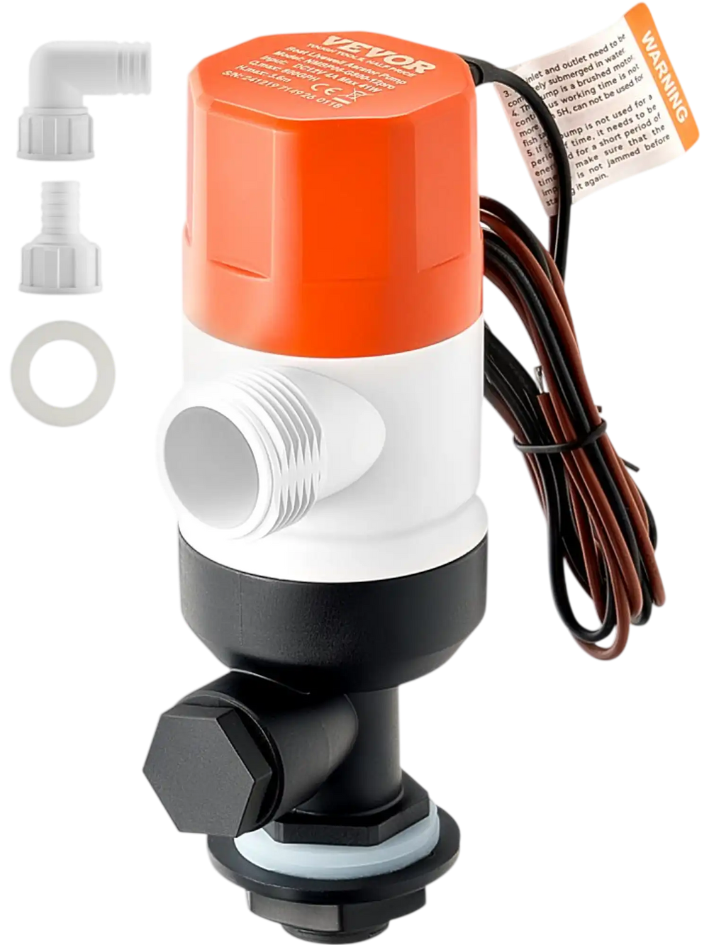 VEVOR Livewell Pump for Boat, 12V 800 GPH Straight Livewell Aerator Pump with Dual Inlet, ABA Housing & Detachable Motor Cartridge, Corrosion-Resistant Livewell/Baitwell Pump for Freshwater Saltwater