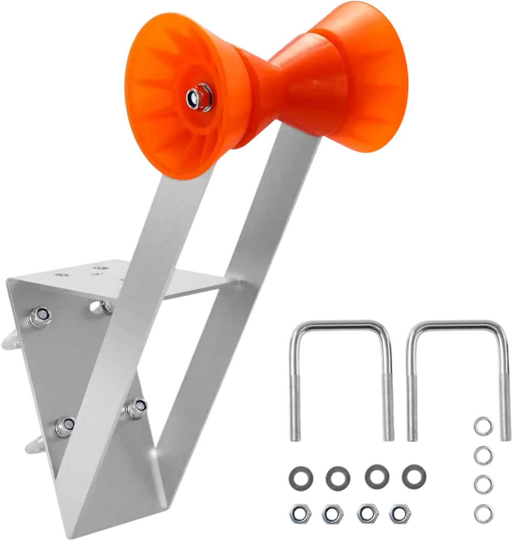 VEVOR Boat Trailer Winch Stand, 2 to 3-inch Winch Posts, Boat Trailer Winch Seat with TPU Orange Roller & U-Bolts, Suitable for Jet Ski, Sailboat, Fishing Boat, Speedboat (Galvanized), Silver