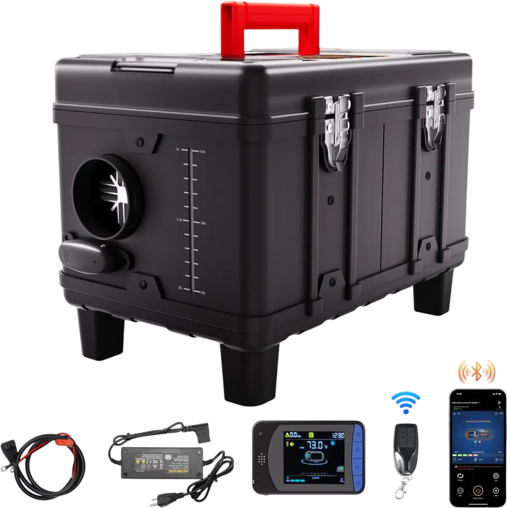 VEVOR 8KW Diesel Heater, 12V/24V All in One Diesel Air Heater, with Bluetooth APP Control, Remote Control and Display Screen, CO Alarm, Fast Heating Portable Diesel Heater for Vehicles and Garage