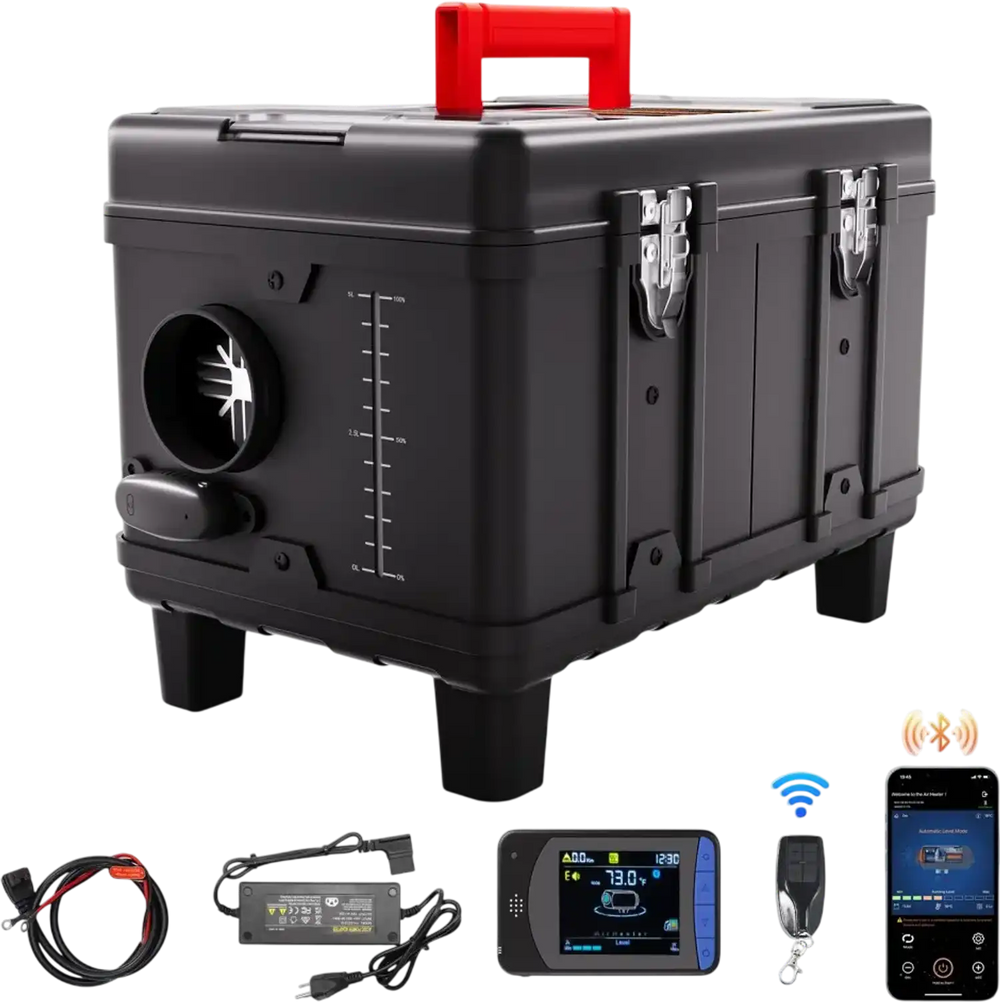 VEVOR 8KW Diesel Heater, 12V/24V All in One Diesel Air Heater, with Bluetooth APP Control, Remote Control and Display Screen, CO Alarm, Fast Heating Portable Diesel Heater for Vehicles and Garage