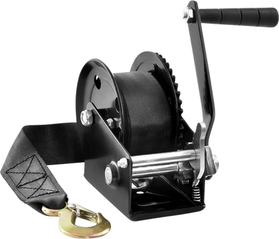 VEVOR Hand Winch, 1200 lbs Pulling Capacity, Boat Trailer Winch Heavy Duty Rope Crank with 23 ft Polyester Strap and Two-Way Ratchet, Manual Operated Hand Crank Winch for Trailer, Boat or ATV Towing