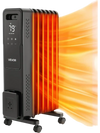 VEVOR Electric Oil Filled Radiator, 1500W Radiant Space Heater with Dual U-shaped Heating Tubes, Over-Heat Protections,3 Heat Settings,24h Timer, Flexible Casters, Remote Control for Indoor,Black