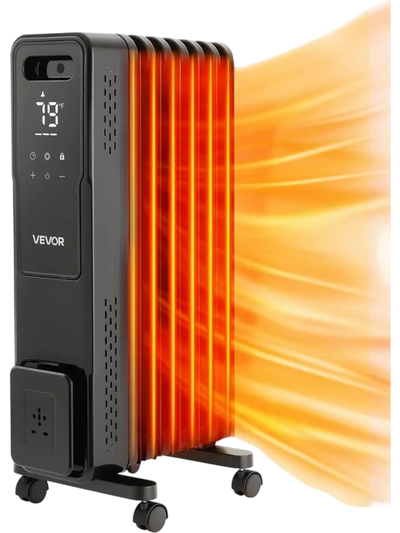 Vevor Oil Filled Radiator 1500W Radiant Space Heater with Remote Control Black New