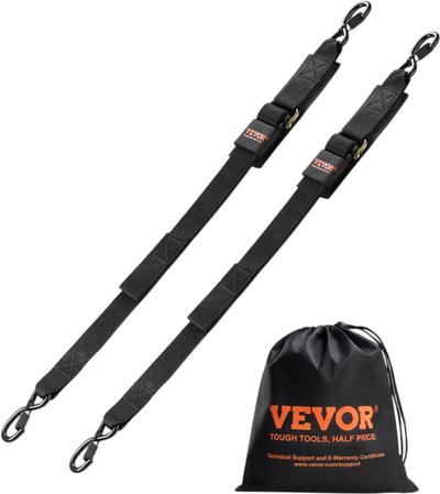 VEVOR Retractable Ratchet Straps, 2 in x 4 ft Ratchet Tie Down Straps with Security Lock S Hooks, 2 Pack Heavy Duty Ratchet Tie Down Straps with 1500 lbs Break Strength, for Trailers, Vehicles, Boat