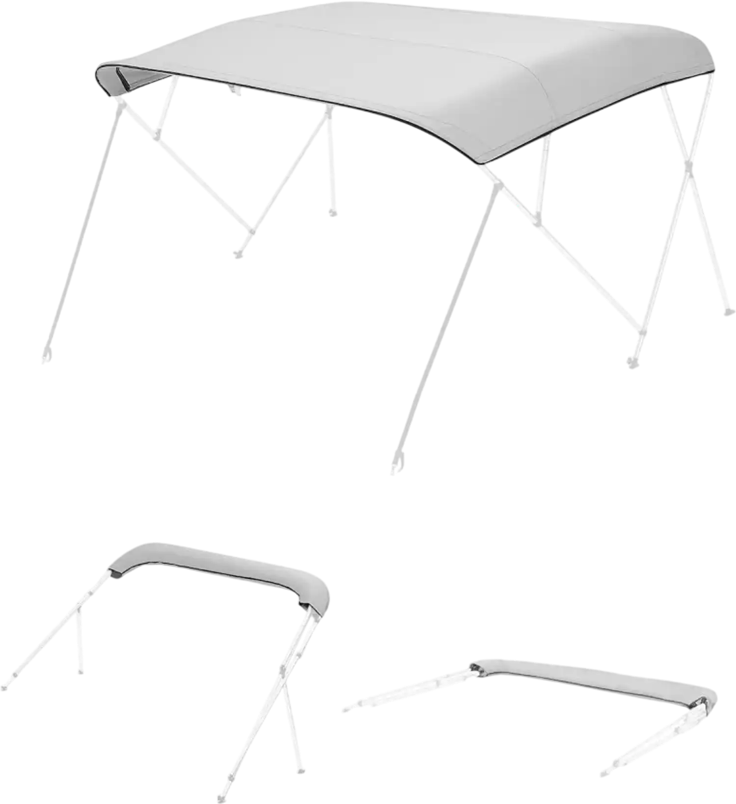 Vevor Bimini Top Replacement Cover 8' 4 Bow Gray Boat Canopy New