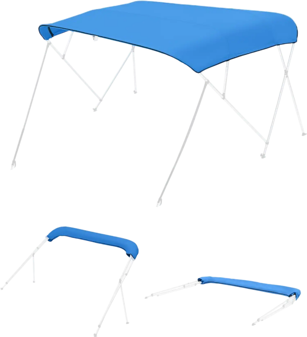 VEVOR 4 Bow Bimini Top Replacement Cover, 8 ft Long Durable 600D Marine Grade Waterproof Sun Shade Boat Canopy with Storage Boot, Easy Install Zipper Sleeve Awning, 96"L x (97"-103")W, Blue (No Frame)