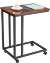 VEVOR C Table, C Shaped Sofa Side Table with Metal Frame Rolling Casters, Portable C Shaped End Stand for Living Room Bedroom Office, 19.69 x 13.78 x 23.82 inches Laptop Side Tables, Brown and Black