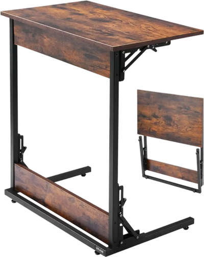 Vevor C Table Folding C-Shaped End Table Brown and Black New