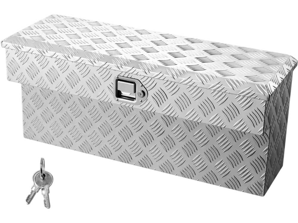 VEVOR Truck Bed Tool Box, Heavy Duty Aluminum Tool Box with Tread Patterns, Storage Toolbox Chest Organizer with Lock and Key, Ideal for Pickup, Truck Bed, RV, Trailer, 34 x 12 x 15.4 in, Silver