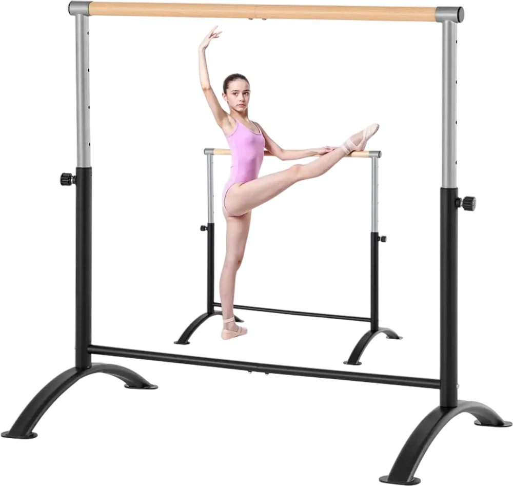 VEVOR Ballet Barre, 4 Ft Barre Bar for Home, Freestanding Portable Ballet Stretching Dance Bars, Height Adjustable Anti-Wobble Fitness Gym Studio Equipment, for Pilates Balance Workout