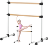 VEVOR Ballet Barre, 4 Ft Double Beechwood Barre Bar for Home, Freestanding Portable Ballet Stretching Dance Bars, Height Adjustable Anti-Wobble Fitness Gym Equipment, for Pilates Balance Workout
