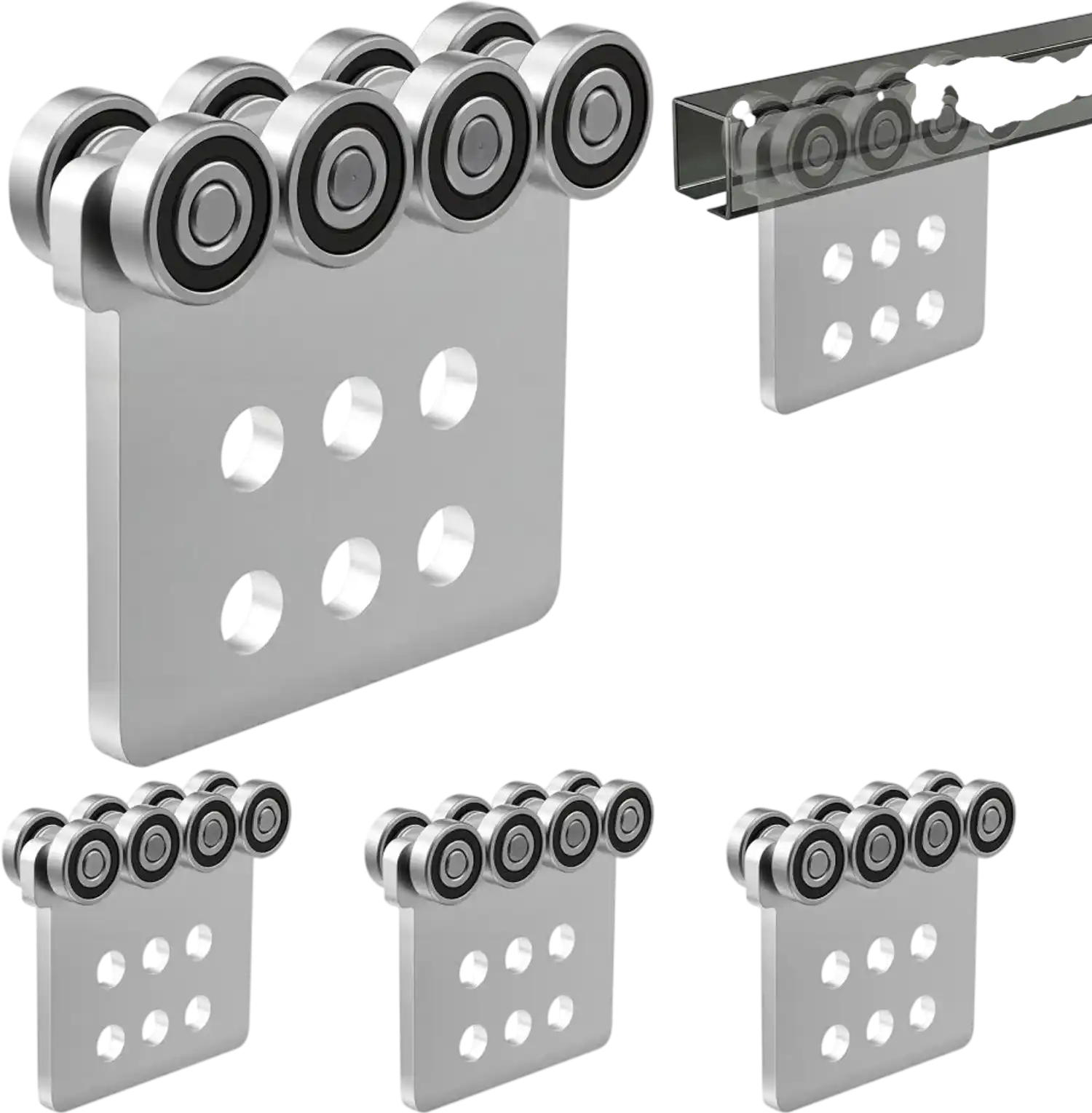 Vevor Trolley Assembly Rollers 8-Wheel 3000 lbs Dual Bearing for 1-5/8