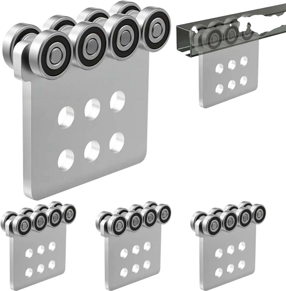 VEVOR 8 Wheel Trolley Assembly Rollers, 4 Pcs 3000 lbs Load, Dual Bearing Trolley Assembly for 1-5/8" Wide and All 1-5/8" or Taller Strut Channel, Heavy Duty Sliding Track System for Warehouse Garage