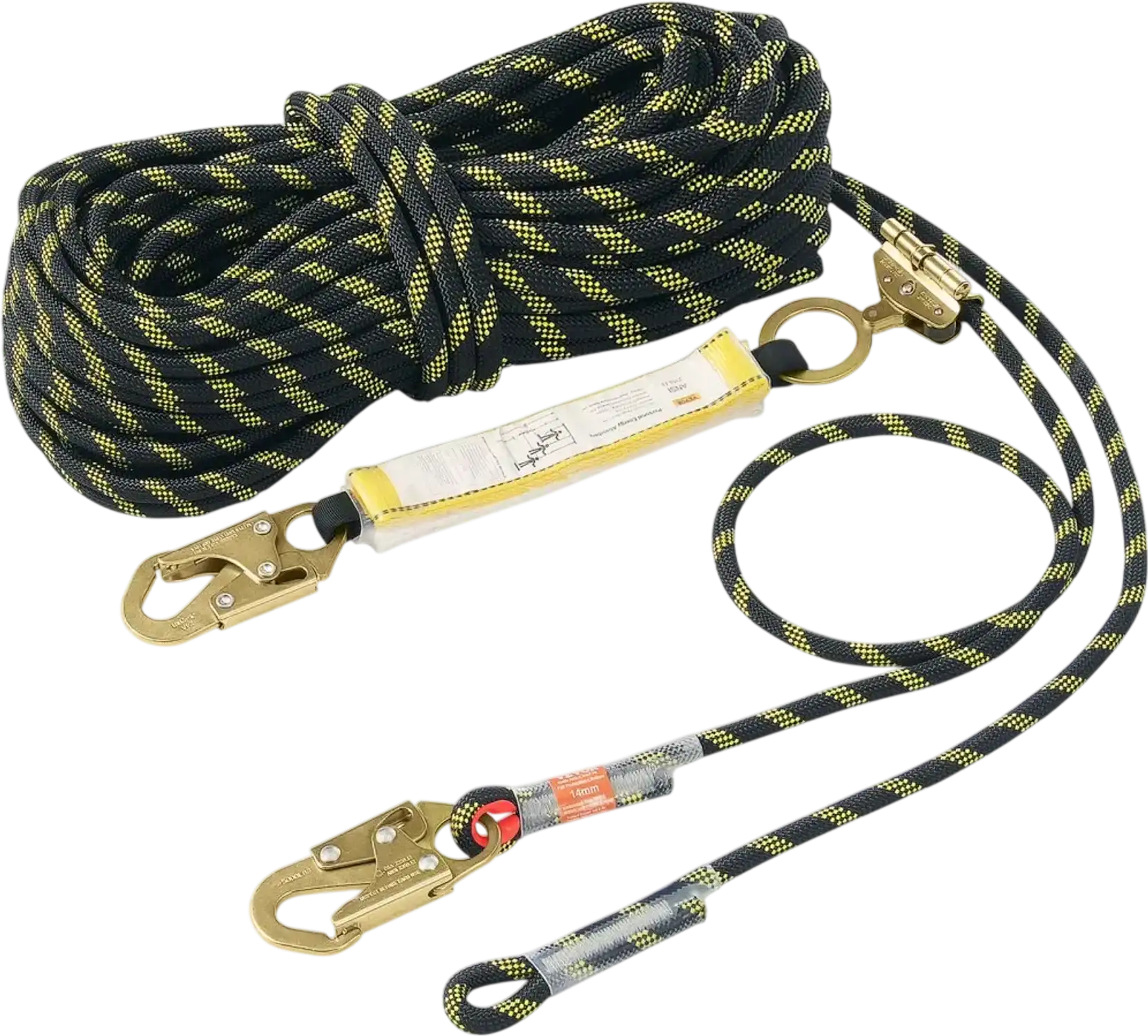 Vevor Vertical Lifeline 150' Outdoor Climbing Rope Black & Yellow New