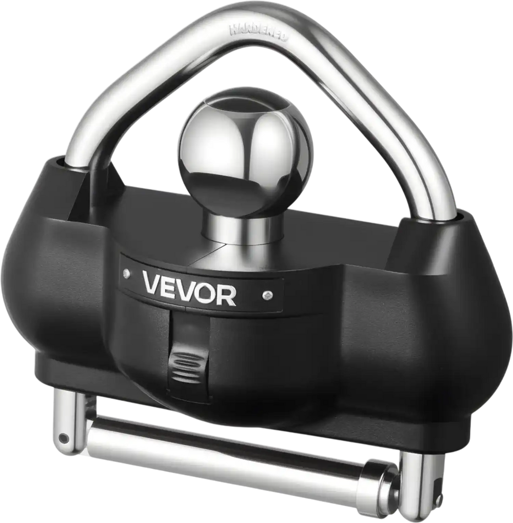 VEVOR Trailer Hitch Lock, Fits for 1-7/8 in, 2 in, 2-5/16 in Couplers, Heavy-Duty Anti-Theft Trailer Ball Lock with 3 Keys, Prying-Resistant, Adjustable Height Design for RVs, Boats, Trailers, Black