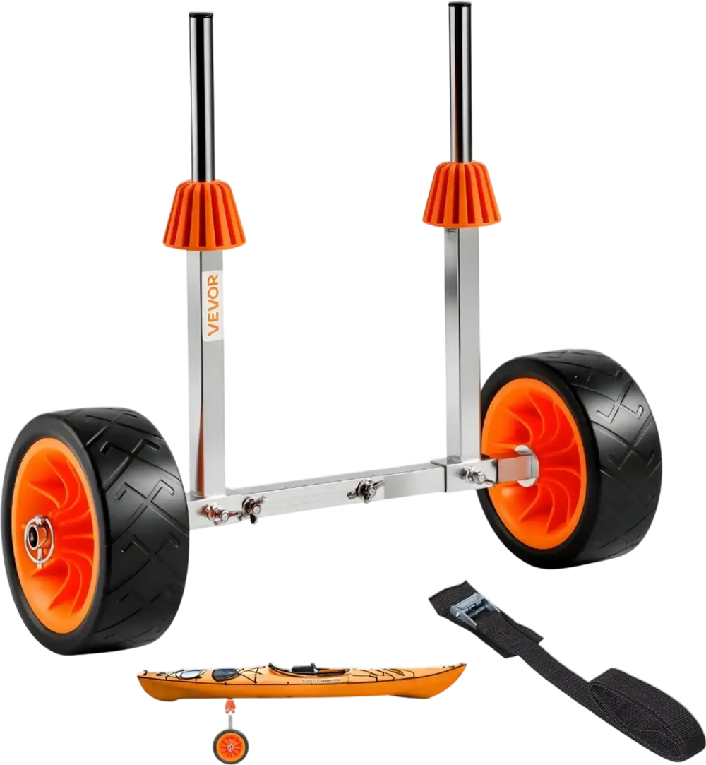 VEVOR Kayak Cart, 250 lbs Load Capacity, Canoe Cart Dolly with 7.5-inch Solid Rubber Tires & Kickstand, Assembles & Disassembles Within Seconds, Paddle Board Trolley for Kayaks, Canoes, Paddleboards