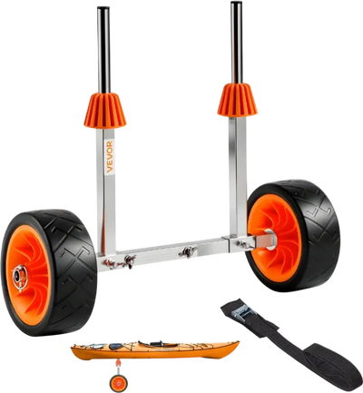 VEVOR Kayak Cart, 250 lbs Load Capacity, Canoe Cart Dolly with 7.5-inch Solid Rubber Tires & Kickstand, Assembles & Disassembles Within Seconds, Paddle Board Trolley for Kayaks, Canoes, Paddleboards