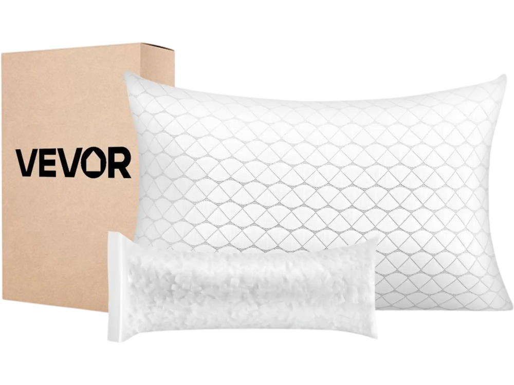 VEVOR Bed Pillow for Sleeping, King Size Luxury Quality Hotel Pillow with Memory Foam Fill, Supportive & Adjustable, Includes Natural Firber Pillowcase, Bedding for Back, Stomach and Side Sleepers