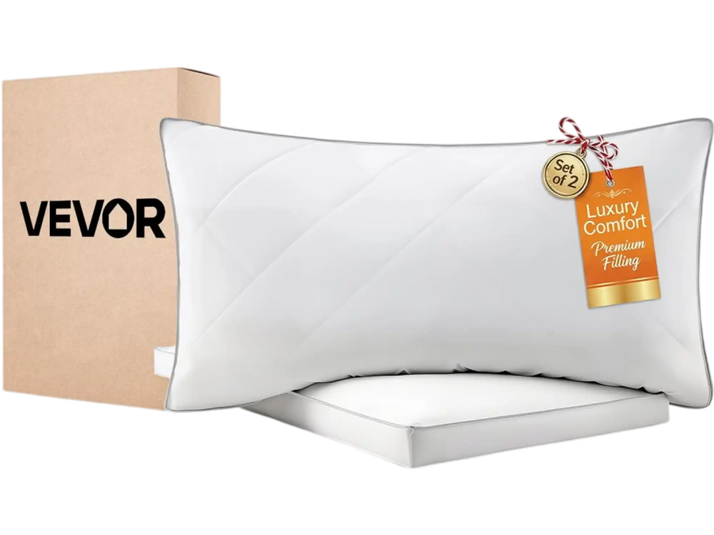 VEVOR Bed Pillows for Sleeping, Set of 2, King Size Luxury Quality Hotel Pillows with Original Down Alternative Filling, Supportive and Fluffy, Bedding for Back, Stomach and Side Sleepers, White