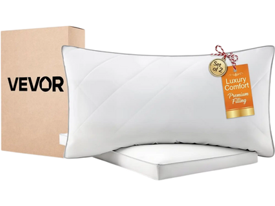 VEVOR Bed Pillows for Sleeping, Set of 2, Queen Size Luxury Quality Hotel Pillows with Original Down Alternative Filling, Supportive and Fluffy, Bedding for Back, Stomach and Side Sleepers, White