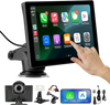 VEVOR Wireless Car Stereo, 9-Inch HD Portable Radio Touch Screen with Apple CarPlay and Android Auto, CarPlay Screen with Front & Backup Cameras, Voice Control, Mirror Link, Bluetooth, GPS Navigation
