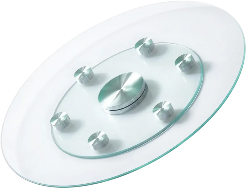 VEVOR 24 in Glass Lazy Susan Turntable, Tempered Glass Dining Table Centerpiece with 6 Rotating Wheels, 360° Smooth and Silent Spin Tabletop Rotating Tray, for Family Gatherings, Banquets & Weddings