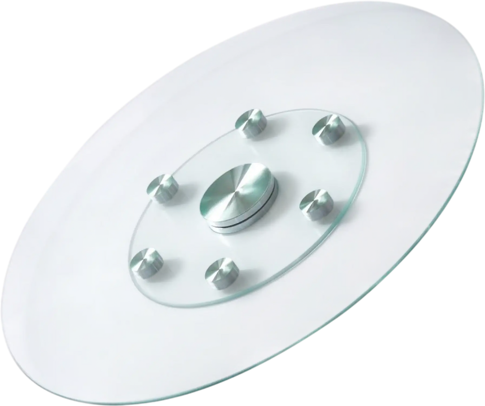 VEVOR 30 in Glass Lazy Susan Turntable, Tempered Glass Dining Table Centerpiece with 6 Rotating Wheels, 360° Smooth and Silent Spin Tabletop Rotating Tray, for Family Gatherings, Banquets & Weddings