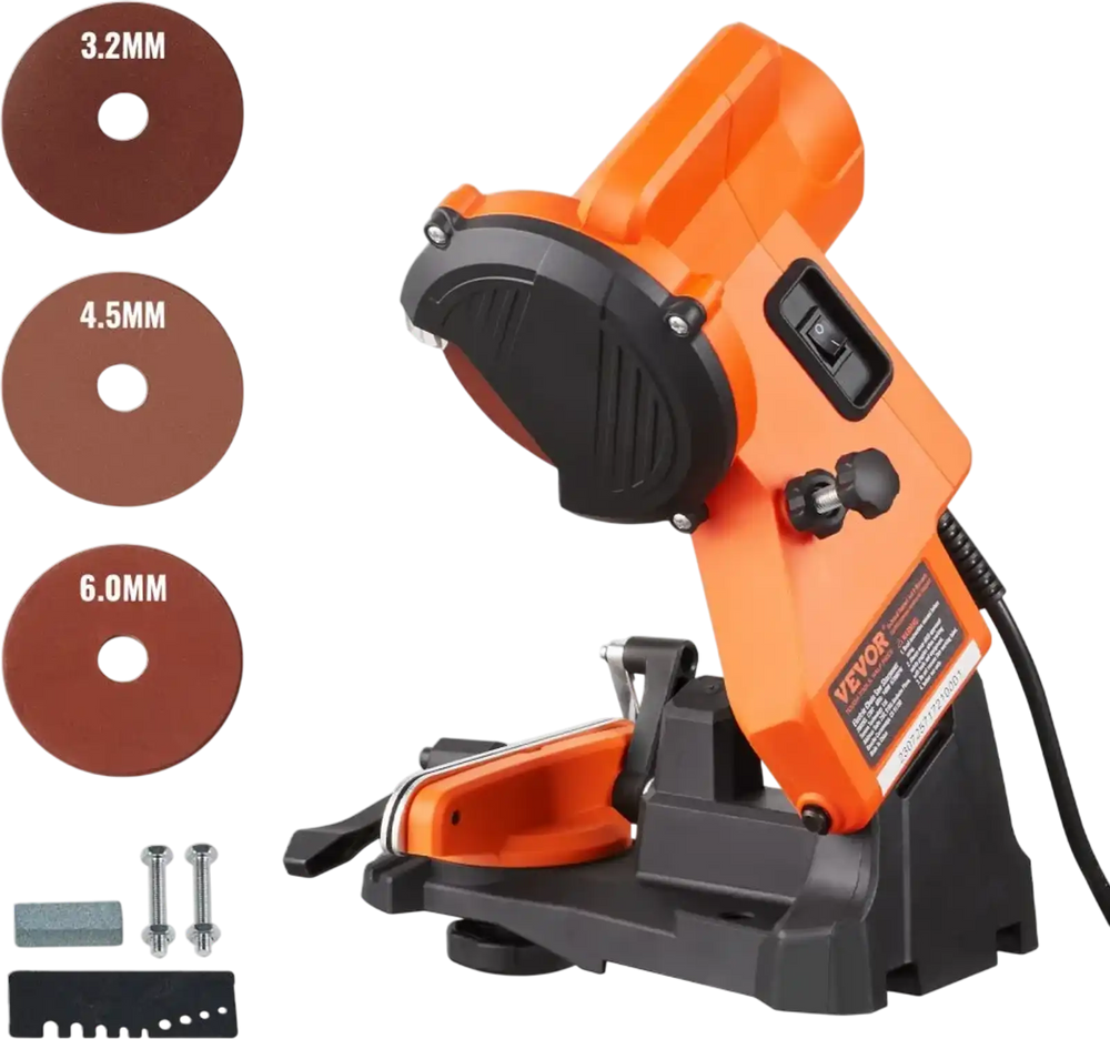 VEVOR Electric Chainsaw Sharpener, 140W Electric Saw Chain Blade Sharpener 5700RPM, Professional Bench Chain Saw Sharpening Tool with 3 Grinding Wheels Fit 0.25" to 0.404" Pitch Chains
