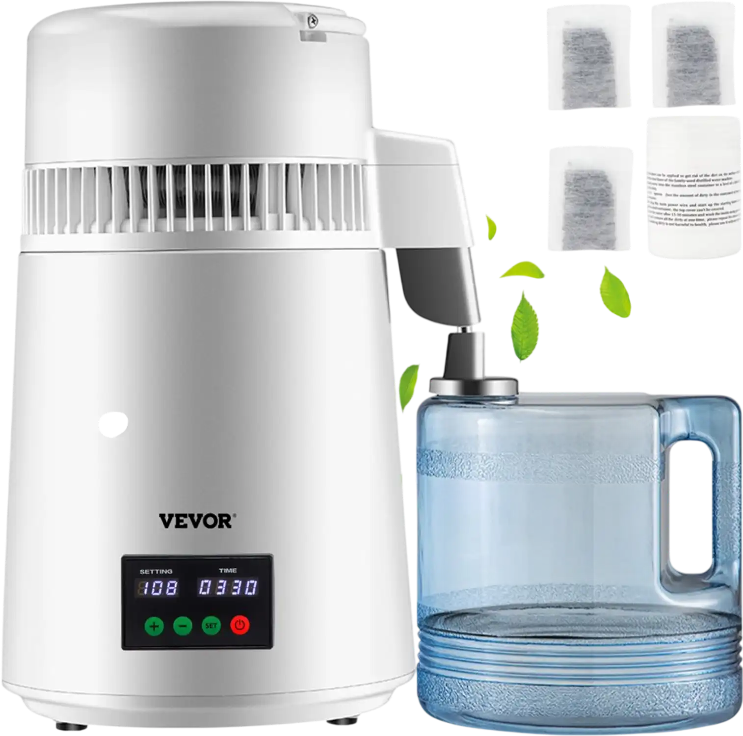 Vevor Water Distiller 1.1 Gal Countertop Distilled Water Maker White New