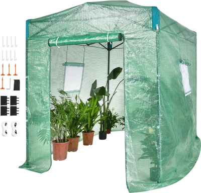 Vevor Greenhouse 8' x 6' x 7.5' Pop-Up Portable Walk-In Green New