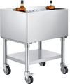 VEVOR Commercial Ice Bin, 65.1 Qt Max Capacity, 24 x 19 x 35 Inch Stainless Steel Ice Chest with Sliding Lid and Bottle Holders, Cooler Cart Cocktail Unit for Bar Restaurant Pub, NSF Certified