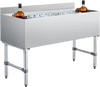 VEVOR Commercial Ice Bin, 137.4 Qt Max Capacity, 48 x 19 x 33 Inch Stainless Steel Ice Chest with Sliding Lid and Bottle Holders, Cooler Cart Cocktail Unit for Bar Restaurant Pub, NSF Certified
