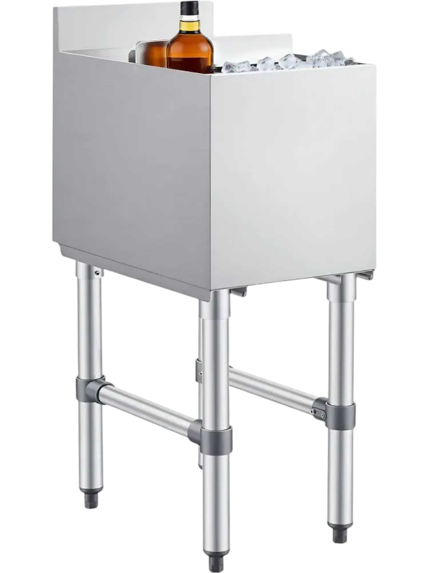 Vevor Commercial Ice Bin 29.6 Qt Stainless Steel Sliding Lid Cooler Cart New