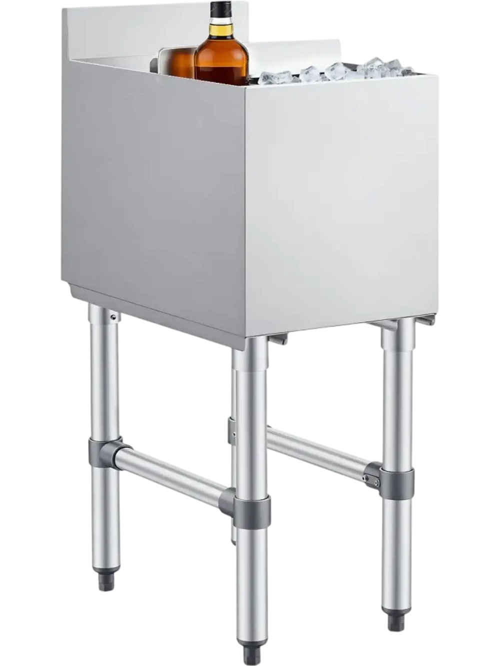 VEVOR Commercial Ice Bin, 29.6 Qt Max Capacity, 12 x 19 x 33 Inch Stainless Steel Ice Chest with Sliding Lid and Bottle Holders, Cooler Cart Cocktail Unit for Bar Restaurant Pub, NSF Certified