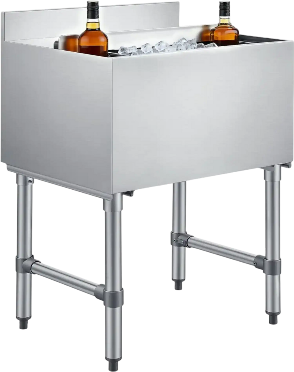 VEVOR Commercial Ice Bin, 82.9 Qt Max Capacity, 30 x 19 x 33 Inch Stainless Steel Ice Chest with Sliding Lid and Bottle Holders, Cooler Cart Cocktail Unit for Bar Restaurant Pub, NSF Certified