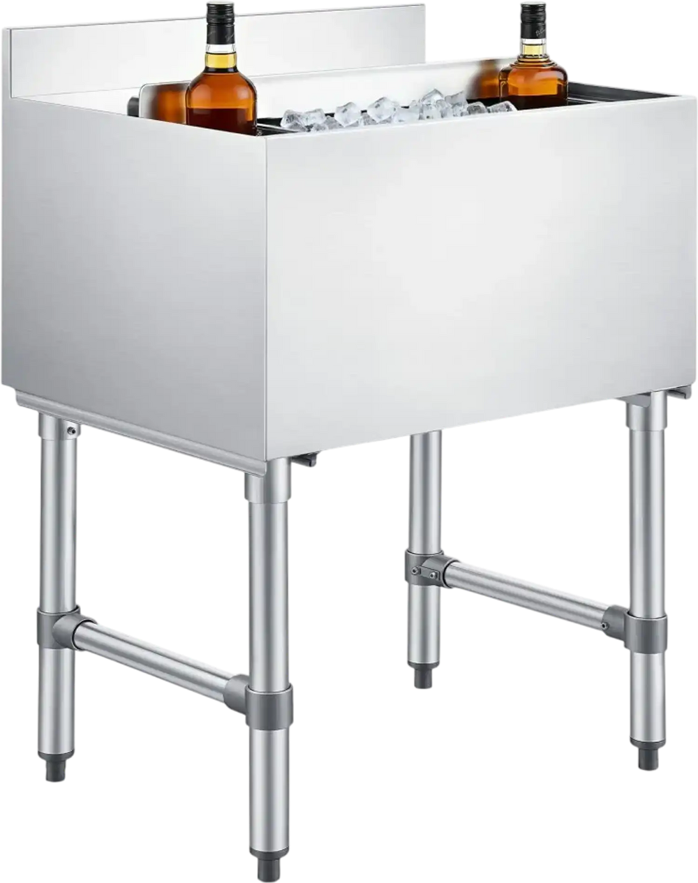 VEVOR Commercial Ice Bin, 65.1 Qt Max Capacity, 24 x 19 x 33 Inch Stainless Steel Ice Chest with Sliding Lid and Bottle Holders, Cooler Cart Cocktail Unit for Bar Restaurant Pub, NSF Certified