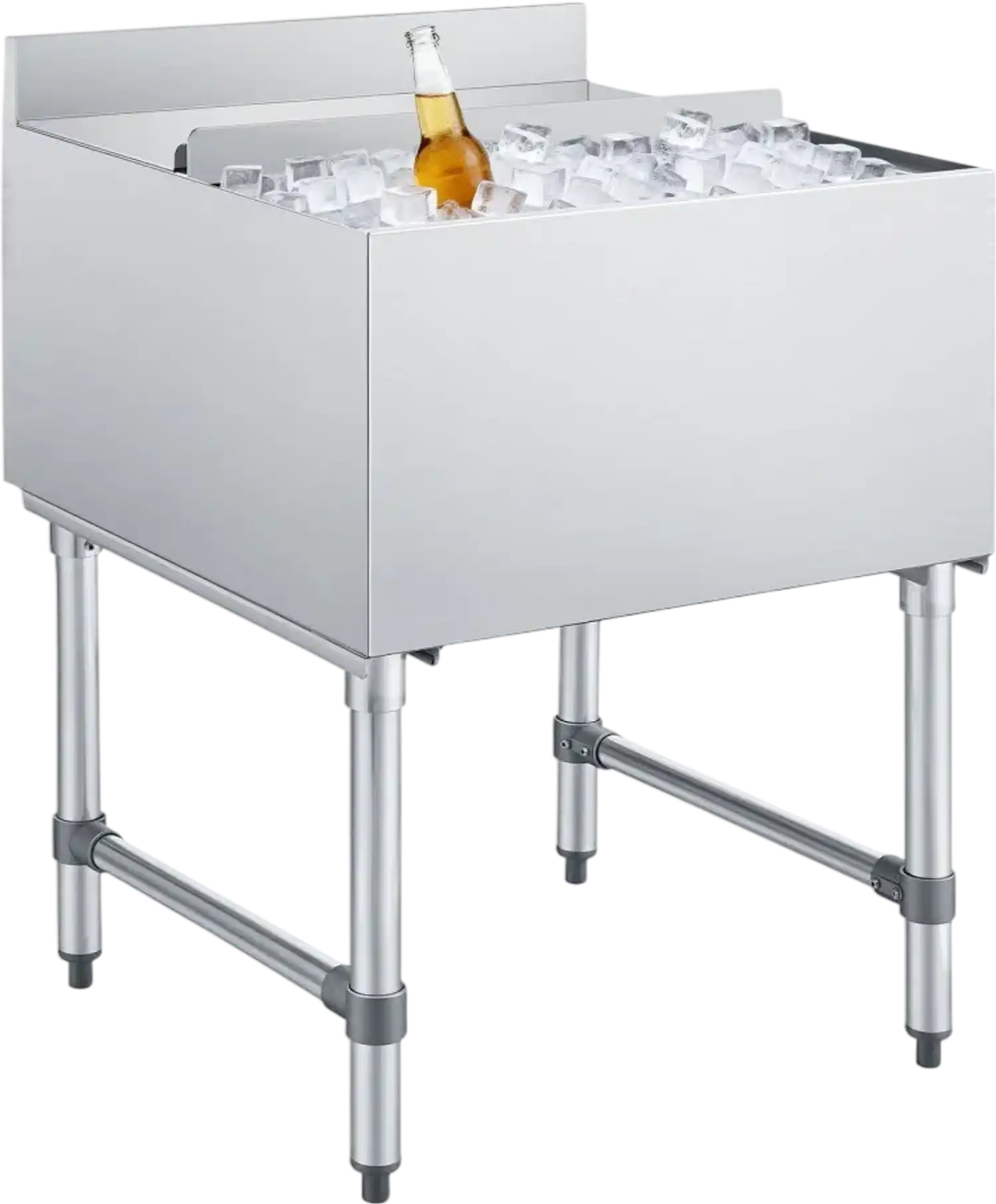 Vevor Commercial Ice Bin 79.9 Qt Stainless Steel Ice Chest with Sliding Lid 24 x 24 x 33