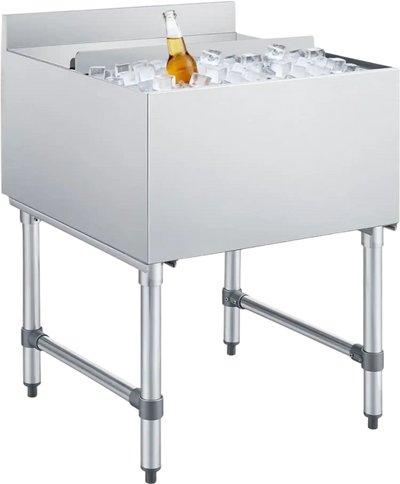 Vevor Commercial Ice Bin 79.9 Qt Stainless Steel Ice Chest with Sliding Lid 24 x 24 x 33