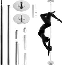 VEVOR Professional Dancing Pole, Spinning Static Dancing Pole Kit, Portable Removable Pole, 45mm Heavy-Duty Stainless Steel Pole, Height Adjustable Fitness Pole, for Exercise Home Club Gym, Silver