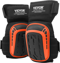 VEVOR Knee Pads for Work, Extended Heavy Duty Construction Knee Pads with 2 Extension Straps, Anti-slip Foam Gel Knee Pads, Men & Women, for Gardening Flooring Roofing and Cleaning, Black and Orange