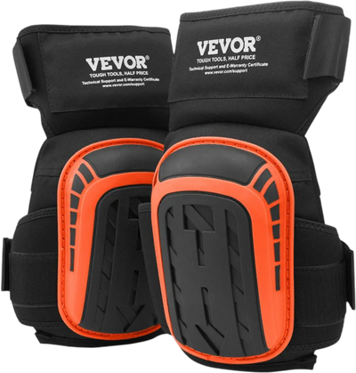 VEVOR Knee Pads for Work, Extended Heavy Duty Construction Knee Pads with 2 Extension Straps, Anti-slip Foam Gel Knee Pads, Men & Women, for Gardening Flooring Roofing and Cleaning, Black and Orange