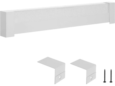 VEVOR Baseboard Heater Covers, Basic Series 4 ft Standard Electric Heating Unit Front Cover for Home Improvement, Heavy-duty Steel, Easy Installation for Bedroom Replacing Old Cover, White