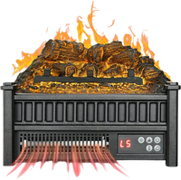 VEVOR Electric Fireplace Log, 16 inch Fireplace Insert Log Heater, with Remote Controller, 5 Adjustable Flame Brightness, 24H Timer, Overheat Protection, Thermostat, for Home and Office Decor Black